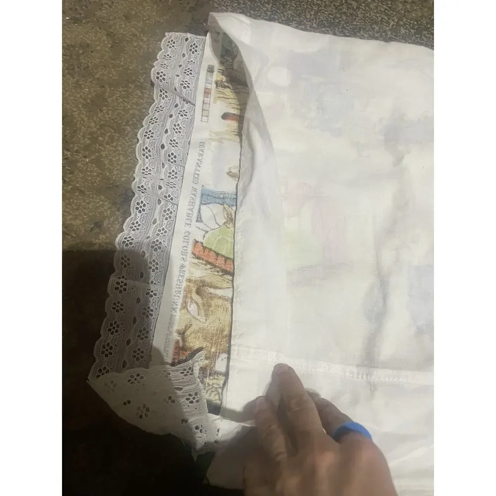 Vintage RABBIT‎ Pillow With Lace On Edge Handmade